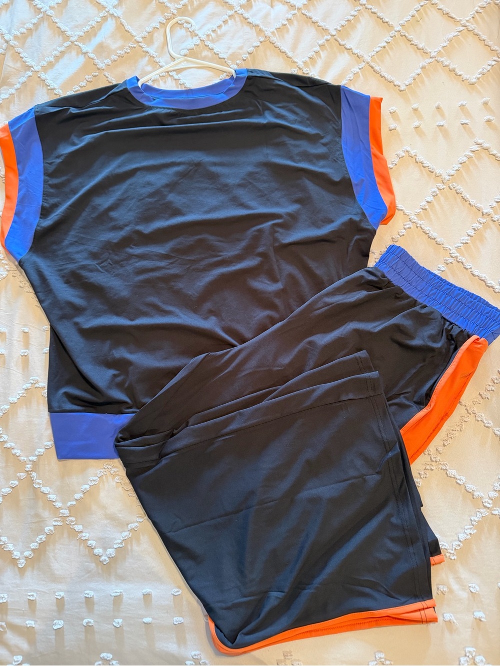 Women’s Black Athletic Set with Blue & Orange Trim 2XL